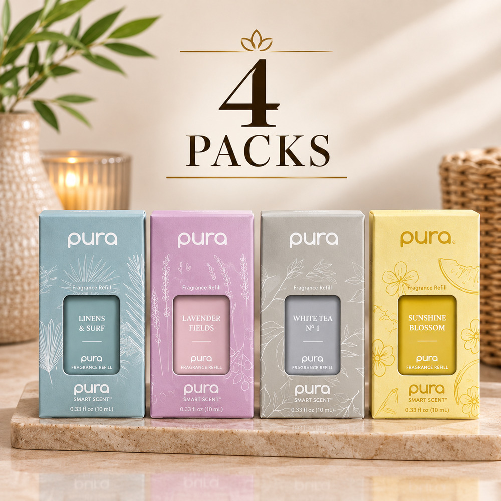 NEW Pura Smart Scent Fragrance Refills 4 Pack Linens Surf Lavender White Tea